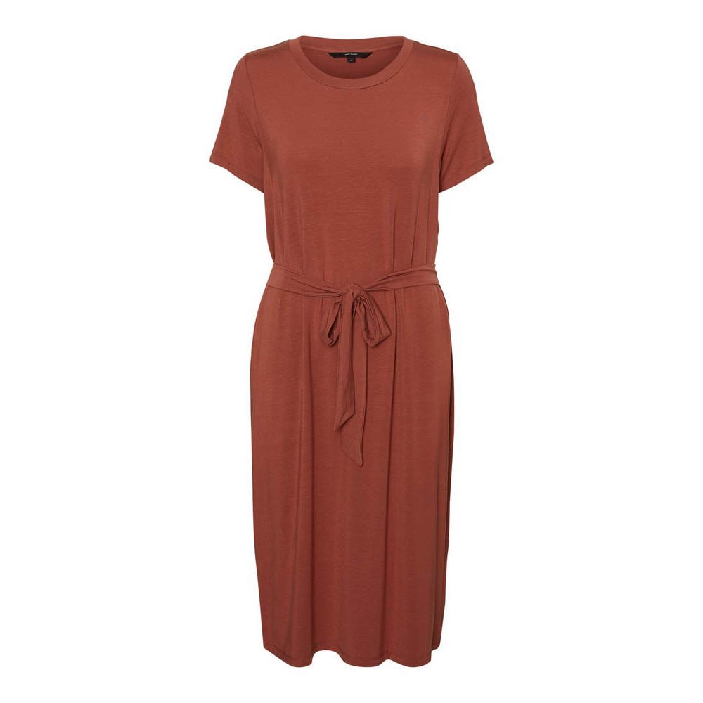 Vero Moda Bianca Dress Tie Waist Mahogany - Picture 3 of 9